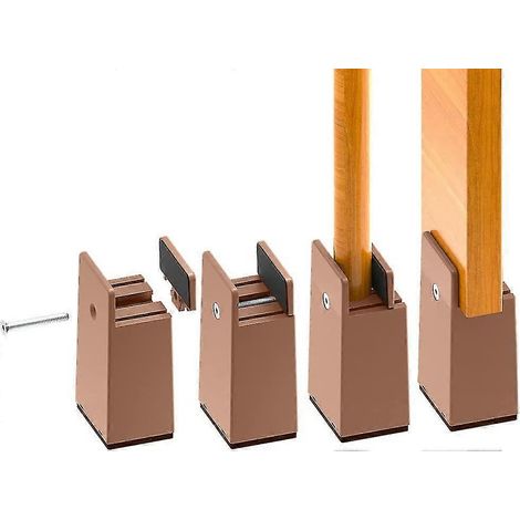 Rehausseur de pieds de lit réglable de 10 cm, rehausseur de meubles robuste, adapté aux pieds de lit d'une épaisseur de 0 à 1,5 pouce, réglable en hauteur pour les lits, canapés, bureaux, armoires, et (1/5)