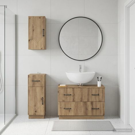 vidaXL 3 Piece Bathroom Cabinet Set HOORN Artisan Oak Engineered Wood (1/5)