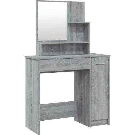 Maison Exclusive - Schminktisch mit Spiegel Grau Sonoma 86,5x35x1