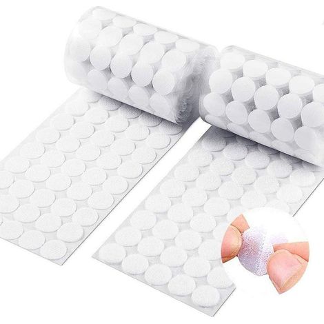 Scratch Autocollant Rond, 504 Paires 10mm Cercles avec Crochet et Boucle Auto Adhésifs, 1008PCS Autocollantes Hook & Loop Pastille Adhesive, Autocollantes Points Arrière Dots Coins (1/5)