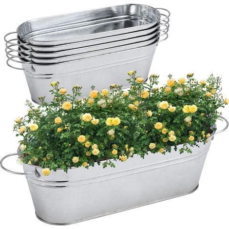 Cubo galvanizado de 990 g / 1800 g, surtido de 5 o 6 macetas multiusos para jardín y fiestas rústicas. (1/5)