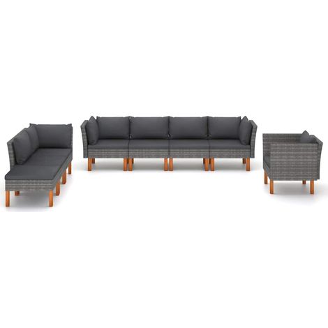 Maison Exclusive - 8-tlg. Garten-Lounge-Set Poly Rattan und Eukal
