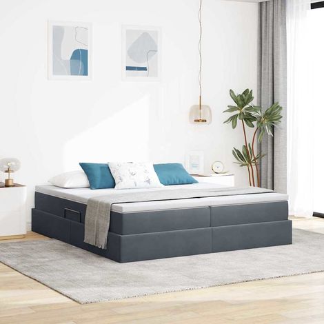 Aufbewahrungsbett mit Matratze Dunkelgrau 180 x 200 cm Samt (1/5)