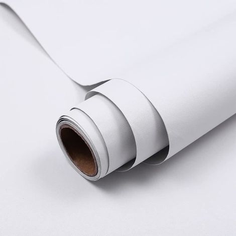 Papier peint adhésif - OUTAD - 61x500cm - Vinyle - Mat - Blanc - Imperméable et repositionnable (1/4)