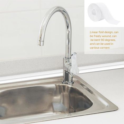 Joint PVC adhésif blanc 3.2m x 3.8cm, ruban étanche salle de bain cuisine avec 2 outils de scellement (1/5)