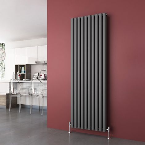 ELEGANT 1800 x 590 mm Vertical Column Designer Radiator Double Oval Panel Anthracite Central Heating Radiators (1/5)