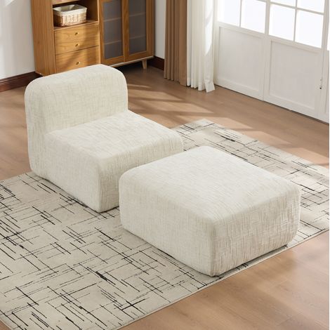 Sofá modular comprimido con espuma 30D alta resiliencia, patas antideslizantes, fácil de mover, beige