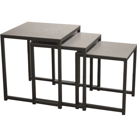 SET TAVOLINI AD INCASTRO ALU GRIGIO GIGOGNE ARREDO GIARDINO CASA
