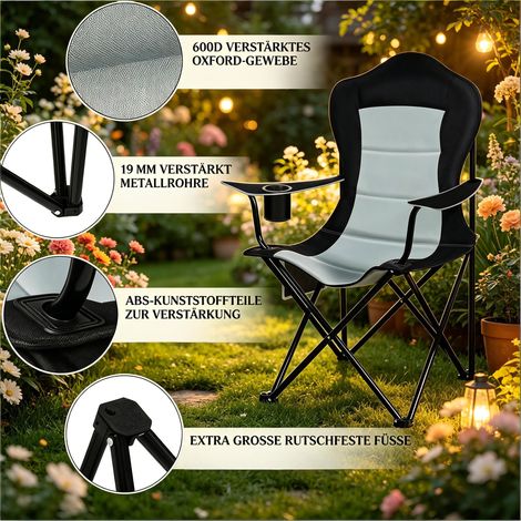 Chaise de plage confortable modèle pliable avec porte-gobelet adapté au camping et loisirs extérieurs (1/5)