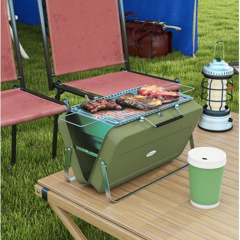 Barbecue charbon portable pliable 47x30 cm vert HAVRYA (1/3)
