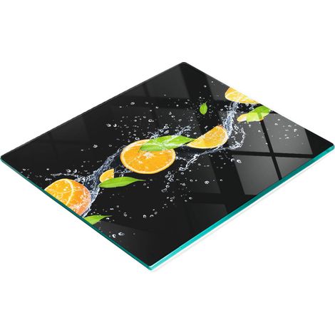 Tabla de cortar de cristal para cocina con estampado de naranjas y agua, 60x52 cm (1/5)