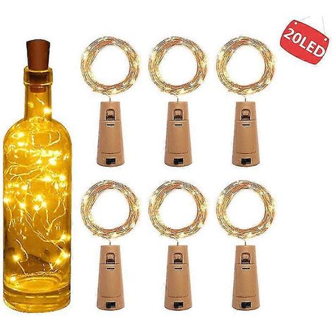 Guirlande lumineuse LED pour bouteille de vin avec bouchon en liège (20 LED, fonctionne sur piles) - Idéale pour les fêtes, mariages, Noël, Halloween et la décoration de bars. (1/5)