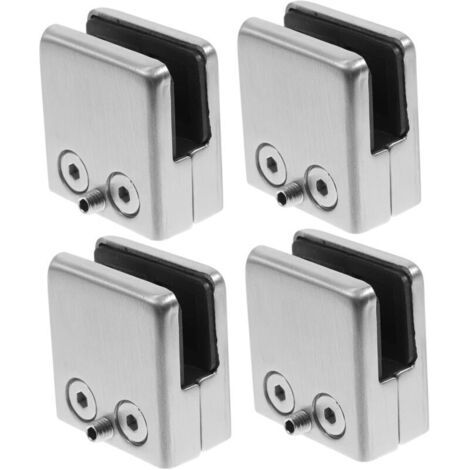Lot de 4 pinces à verre de 8 à 10 mm, clips en acier inoxydable pour fixer du verre carré de 9 à 12 mm, adaptées aux rampes d'escalier. (1/5)