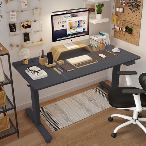 Devoko – Bureau assis debout électrique réglable 72-118 cm – Ports de charge USB et Type-C – 3 hauteurs mémorisées – 4 roues à blocage – Noir