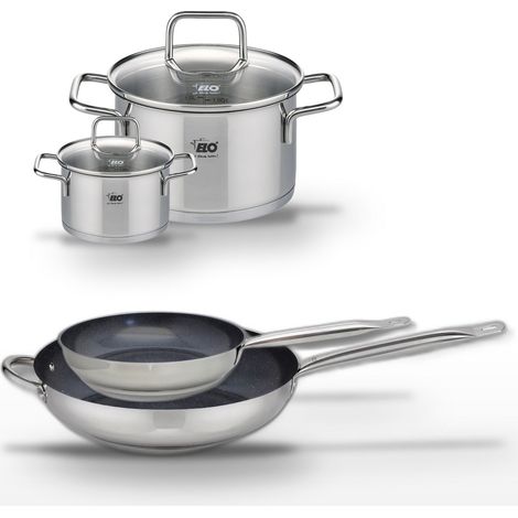 Lot 2 Poêles 24/32cm et 2 Faitouts 12/20cm Elo Profi Therm Platinum (1/5)