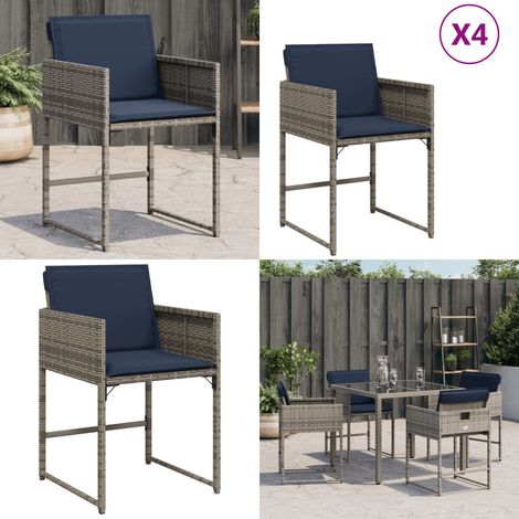 vidaXL Chaises de jardin avec coussins lot de 4 gris résine tressée (1/5)