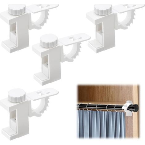 Soporte de barra para cortina de 4 piezas, barra transversal ajustable para barra de cortina, gancho para toallas para organizar la sala de estar/oficina. (1/5)
