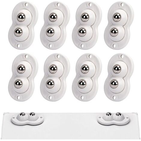 8 Pcs Petite Roulettes pour Meubles Adhésives Transfert à Double Balle Rotation à 360 Degrés Roue Universelle pour Poubelles Boîtes Petit Meuble Blanc (1/5)