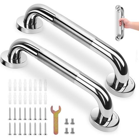 Nannigr Lot de 2 barres d'appui de salle de bain en acier inoxydable 304 avec poignée antidérapante,pour baignoire,toilettes, salle de bain, rampe d'escalier,40cm (1/5)