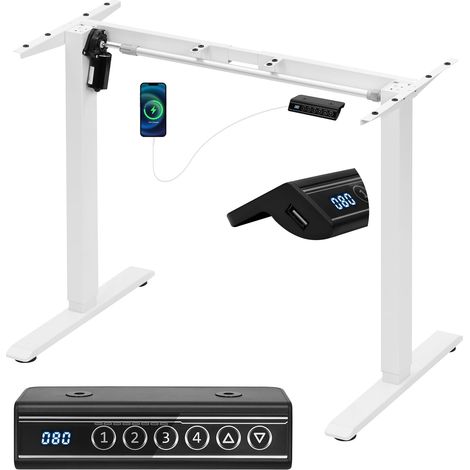 WOLTU Escritorio regulable en altura 72-120 cm, Escritorio ergonómico, Escritorio eléctrico de pie, Blanco (1/5)