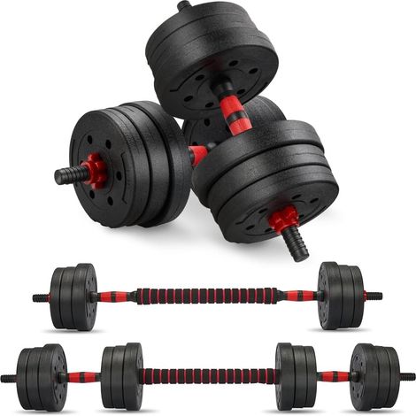 Kit Haltères Musculation 20 kg TEENO , Ensemble d'haltères pour Homme/Femme, Comprenant Des Haltères, Une Barre, Ensemble d'haltères Efficaces pour Le Bodybuilding, Fitness, Musculation