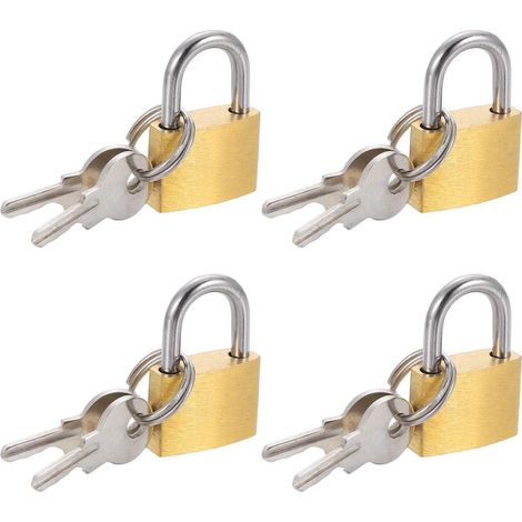 4x Messing Vorhängeschloss mit Schlüssel, kurz, wasserdicht, rostfrei