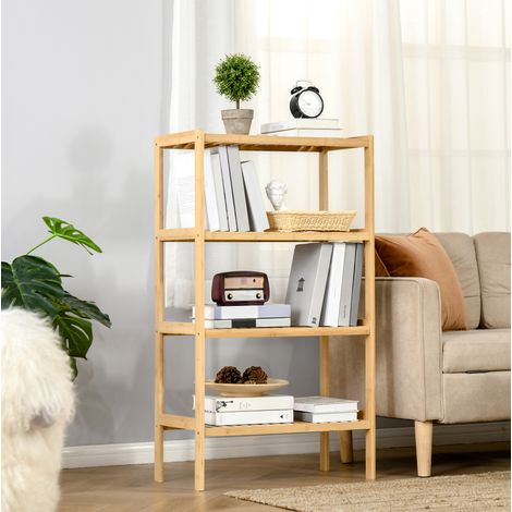 Scaffale in bambù naturale 62 x 33 x 112 cm con 4 ripiani aperti (1/5)