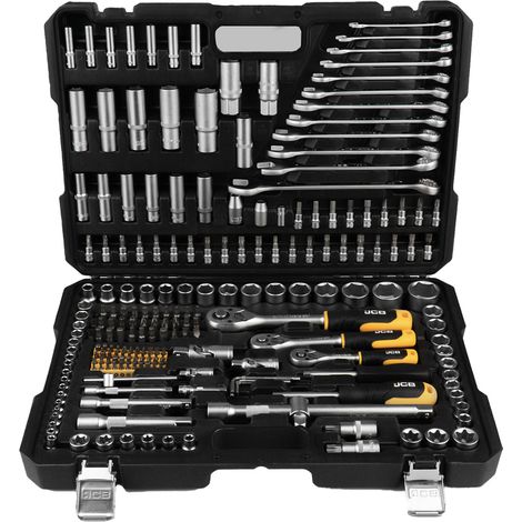 JCB 216-teiliger Schraubenschlüsselsatz 1/2", 3/8", 1/4", Koffer