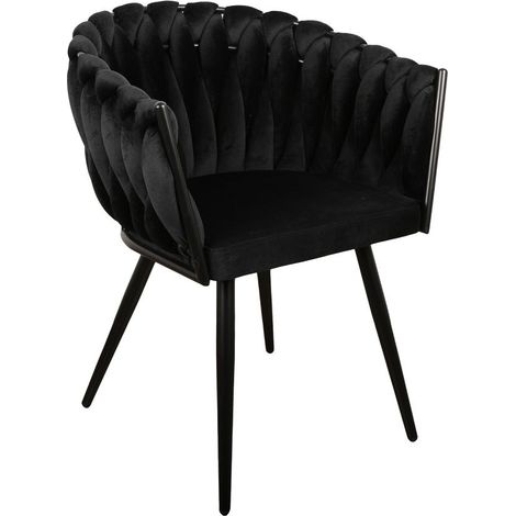 BOBOCHIC - Lot de 2 fauteuils de table CHARLOTTE Tissu velours Noir (1/5)
