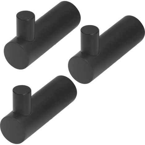 Set mit 3 rutschfesten, mattschwarzen Edelstahl-Badezimmerhaken (1/5)