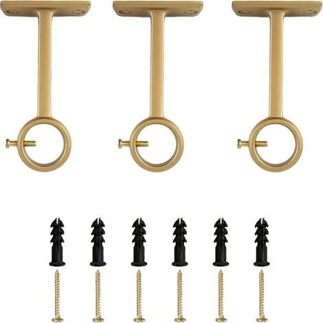 3 Piéces Brackets Of Tringle TO Curtains For Ceiling And Wall, aluminum alloy Golden, Can Contain Of the Tringles Of 1,6 TO 2,5 Cm (1/5)