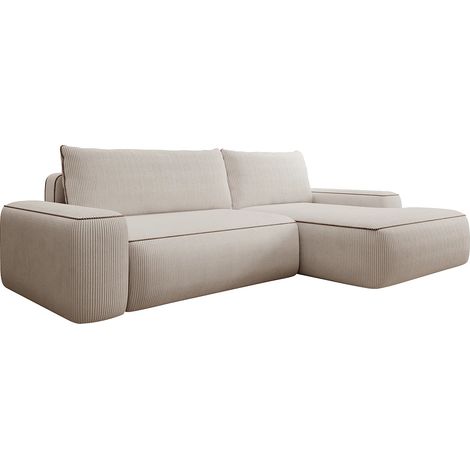 Divano letto in Velluto a coste Beige - Angolo a destra - ZOMELA (1/5)