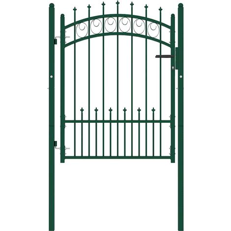 vidaXL Puerta de valla EMMEN con pinchos de acero, 104 x 109,5 cm, verde (1/2)