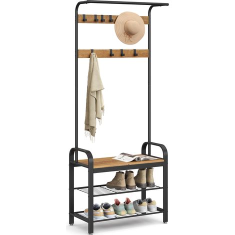 Porte-Manteau avec Étagère à Chaussures, 4-en-1, Vestiaire (1/5)