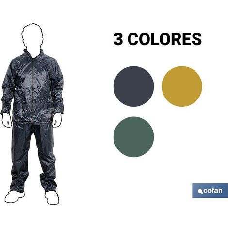 Combinaison de pluie verte triple couche, 100 % imperméable, taille L, polyester/PVC (1/4)