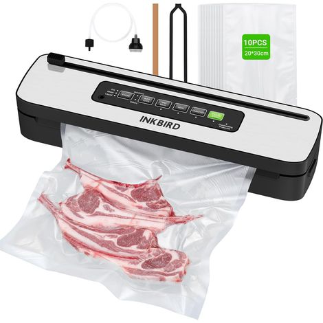 Machine Sous Vide Alimentaire, Appareil de Mise Sous Vide Automatique avec Coupeur Intégré 6 Modes pour Sec/Humide/Liquide, 130W Puissance Élevée- Joint Rapide, Indicateur LED, Orange (1/5)