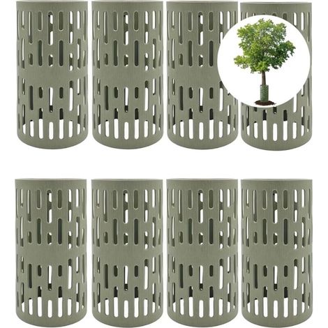 Lot de 8 Protections de Tronc d'arbre en Plastique avec 20 Attaches à Fermeture éclair, Taille réglable, Housse de Protection Contre Les écorces de Plantes en Maille Durable (1/4)