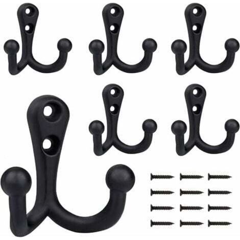 6-teiliges Set Retro-Doppelhaken aus Zinklegierung, verdickte, massive und kreative Kleiderhaken für Badezimmer- und Küchengarderoben (1/4)