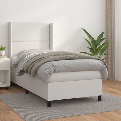 Cama box spring con colchón cuero sintético 100x200 cm