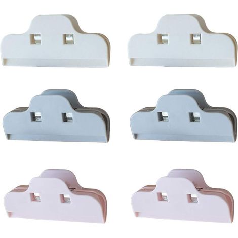 6 Clips de fermeture, hermétique plastique, 10x5 cm, rangement nourriture épices cuisine (1/5)