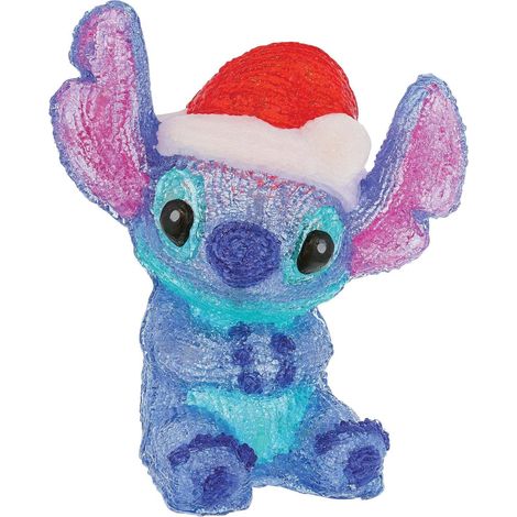 Figurina Stitch Luminosa a Batteria 20cm Blu con Cappello Natalizio Disney D56