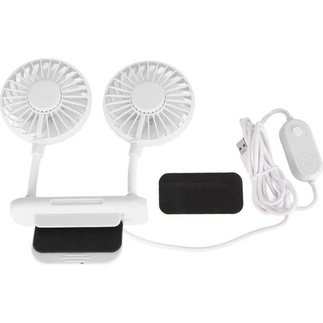 Ventilateur d'ordinateur à pince, 2 têtes, 3 vitesses, câble USB de 2 m, silencieux et compact, blanc, idéal pour la maison ou le bureau. (1/5)