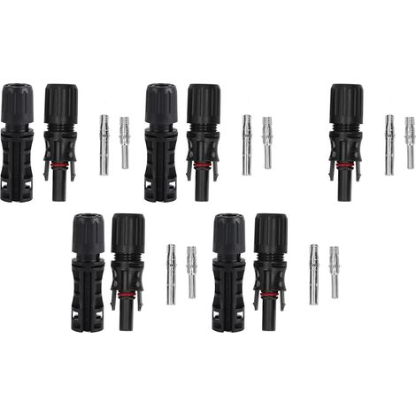 Lot de 5 connecteurs de câble solaire IP67 étanches, coque PC PPO ignifuge, fiche mâle-femelle 1500V pour panneau photovoltaïque (1/5)