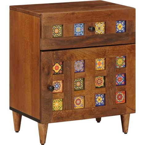 Nachttisch Braun 50 x 33 x 60 cm Massivholz Mango