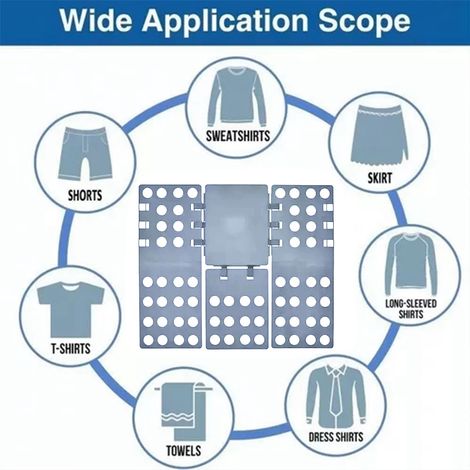 Planche à vêtements pliable grand format pour t-shirts et chemises, grise, idéale pour les personnes paresseuses. (1/5)