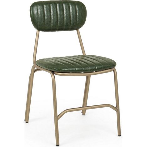 Sedia moderna Addy in acciaio rivestita in colore verde scuro retro (1/5)