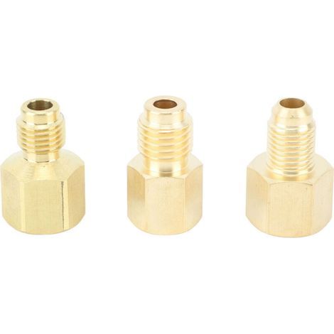 Adaptateur de réservoir de réfrigérant en laiton, 3 pièces, adaptateur de port de charge pour aspirateur portable pour appareils électroménagers (1/4)