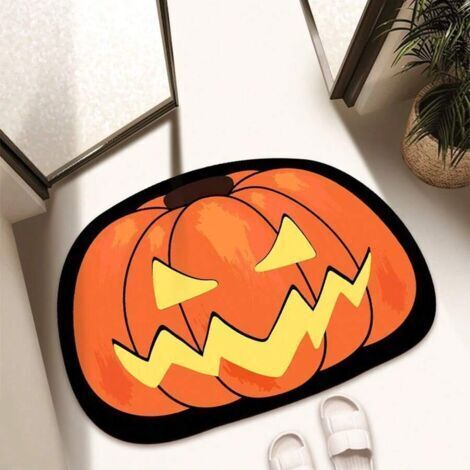 Tapis de bain sur le thème d'Halloween, motif citrouille, absorbant et antidérapant, idéal pour la salle de bain — 40 x 60 cm — Style 6 (1/4)