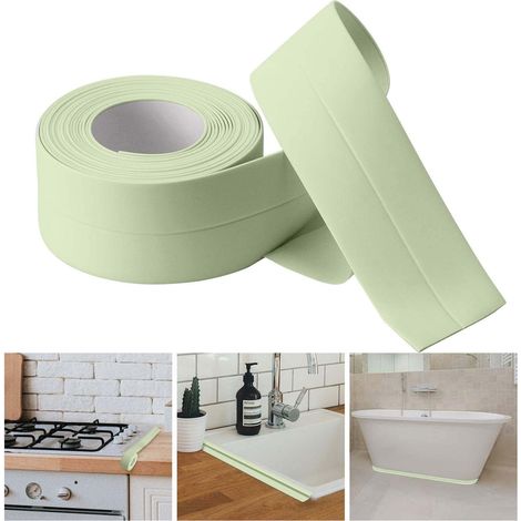 Bandes d'étanchéité autocollantes en PVC, ruban d'étanchéité pour baignoires et murs, mastic adhésif pour carrelage de douche, vert (1/5)