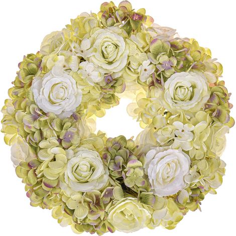 Corona Artificiale con Fiori di Rose e Ortensie (1/3)